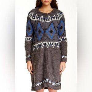 Free People Frosted Fair Isle Mohair Wool Blend Cardigan Sweater XS